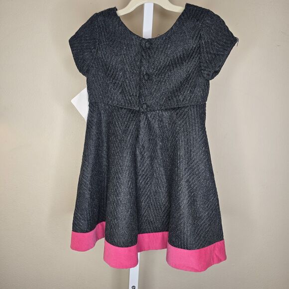 Isabel Garreton Girl's 4 Gray Pink Wool Blend Short Sleeve Knee Length Dress - Picture 2 of 14